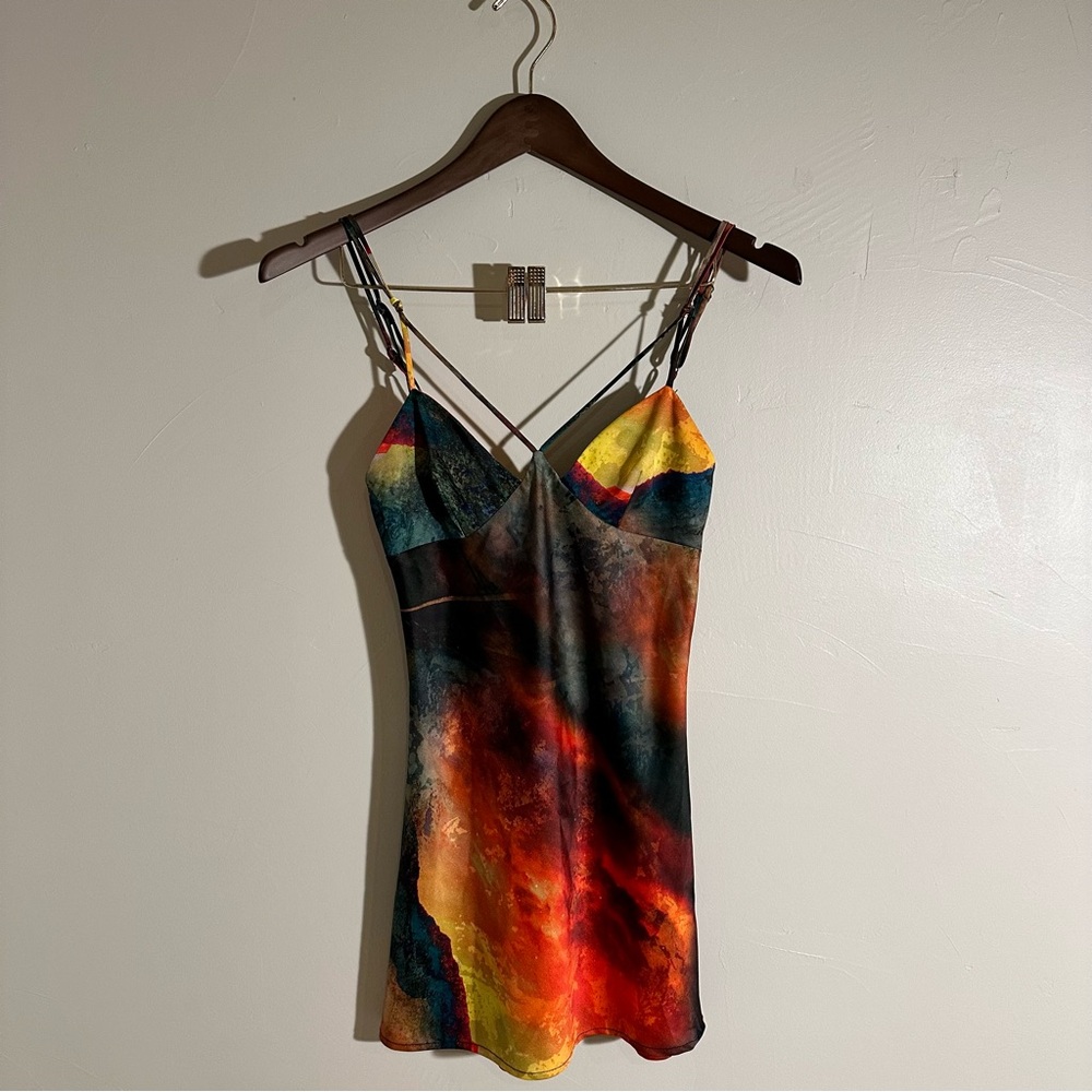 Urban Outfitters Abstract Print Strappy Mini Dress - Size S